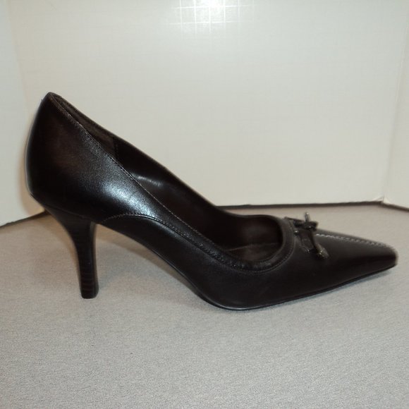 Etienne Aigner Womens 8 M Brown Leather Shoes Pumps Heels Pointed Toe - Picture 8 of 14